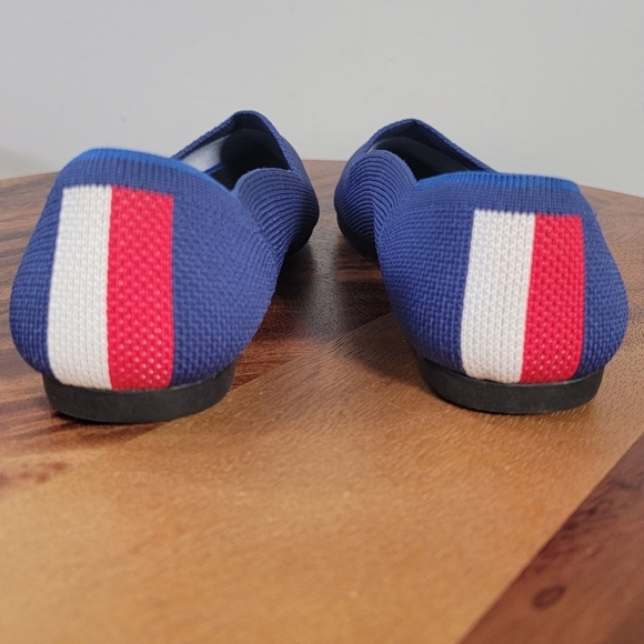 Rothys The Point Ballet Flats Blue Red & White Stripe Accent Women's Size 5.5 - Picture 5 of 16